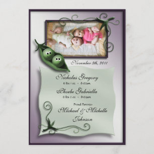 2 erwten in een pod tweeling geboorte aankondiging