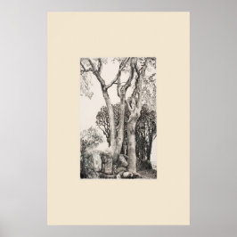 2 Essenbomen Cornwall Eleanor Hughes Nadruk Poster