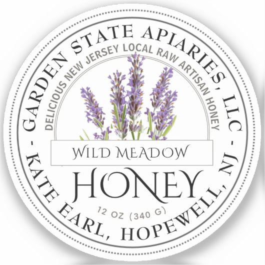 2" Etiket honing met naam en lavender Sticker (Voorkant)