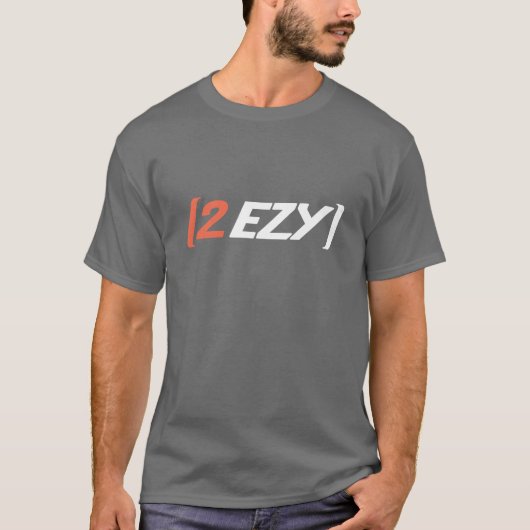 2 EZY mannen logo wit sinaasappel op grijs t-shirt (Voorkant)
