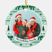 2 Familie Foto Kersttrui Mint Groen Keramisch Ornament (Voorkant)