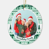 2 Familie Foto Kersttrui Mint Groen Keramisch Ornament (Links)