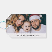 2 familie foto Meest prachtige tijd Kerstmis Cadeaulabel (Achterkant Horizontaal)
