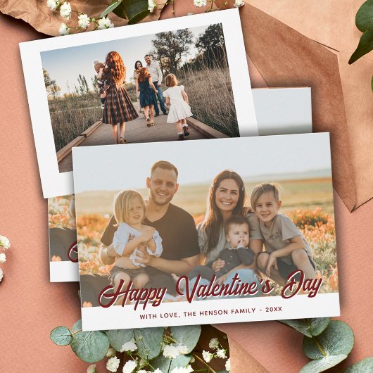 2 Familie Foto's Happy Valentine's Day Script Feestdagenkaart