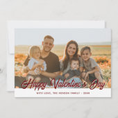 2 Familie Foto's Happy Valentine's Day Script Feestdagenkaart (Voorkant)