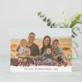 2 Familie Foto's Happy Valentine's Day Script Feestdagenkaart (Staand voorkant)