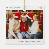 2 familiefoto's eenvoudige Kerstmis minimale plezi Keramisch Ornament (Achterkant)