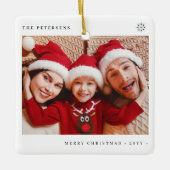 2 familiefoto's eenvoudige Kerstmis minimale plezi Keramisch Ornament (Voorkant)