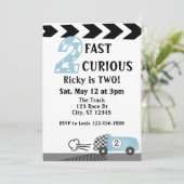 2 Fast 2 Curious, Race Car 2nd Birthday Kaart (Staand voorkant)