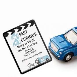 2 Fast 2 Curious, Race Car 2nd Birthday Kaart