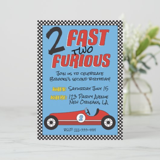 2 Fast 2 Furious verjaardagsuitnodiging Kaart (Staand voorkant)