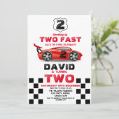 2 Fast Race rode auto thema verjaardagsfeestje Kaart (Staand voorkant)
