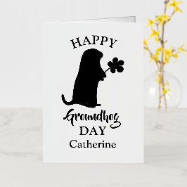 2 februari | Happy Groundhog Day Persoonlijke naam Folie Wenskaart