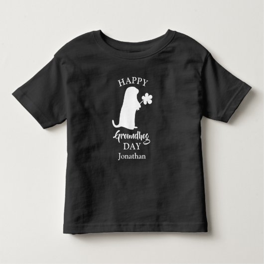 2 februari | Happy Groundhog Day Persoonlijke naam Kinder Shirts (Voorkant)