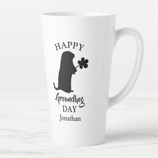 2 februari | Happy Groundhog Day Persoonlijke naam Latte Mok (Rechts)