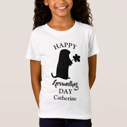 2 februari | Happy Groundhog Day Persoonlijke naam T-shirt (Voorkant)