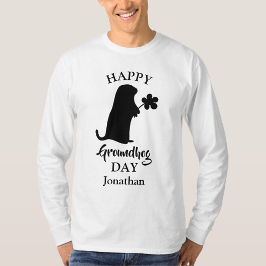2 februari | Happy Groundhog Day Persoonlijke naam T-shirt (Voorkant)