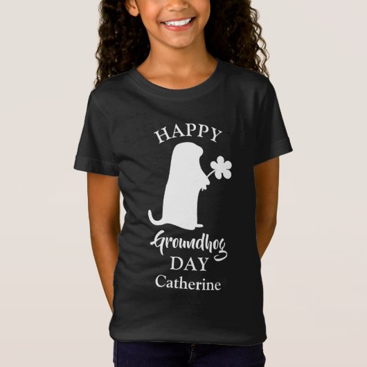 2 februari | Happy Groundhog Day Persoonlijke naam T-shirt (Voorkant)