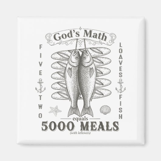 2 Fishes 5 Breads Jesus Feeds The 5000 Christian B Magneet (Voorkant)