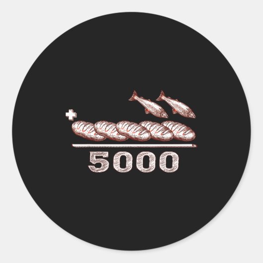 2 Fishes 5 Breads Jesus Feeds The 5000 Christian B Ronde Sticker (Voorkant)