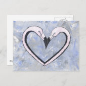 2 Flamingo kus hart op blauw Briefkaart (Voorkant / Achterkant)