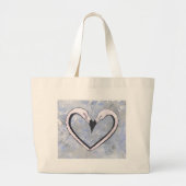 2 Flamingo kus hart op blauw Grote Tote Bag (Voorkant)