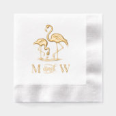 2 Flamingo's Koppel Trouw 2 Initieel Monogram Folie Servetten (Voorkant)