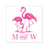 2 Flamingo's Paar Trouwen 2 Initiaal Monogram Zelfinktende Stempel (Design)