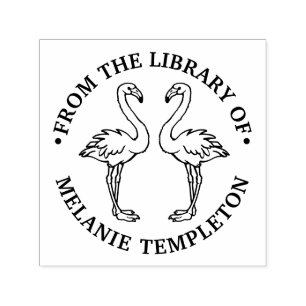 2 Flamingo's Staan Bibliotheek Boeknaam Zelfinktende Stempel