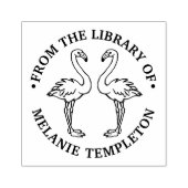 2 Flamingo's Staande Bibliotheek Boeknaam Rubberstempel (Afrduk)
