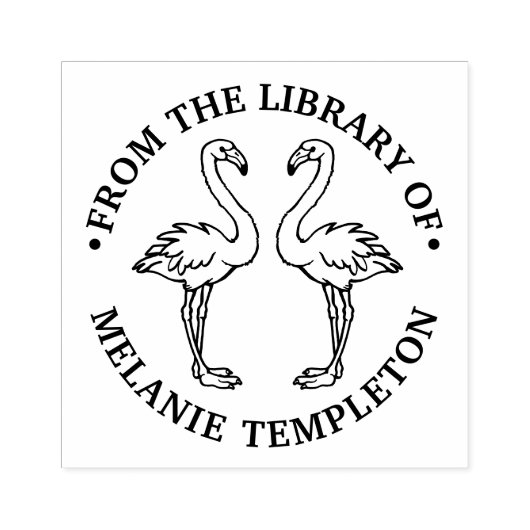 2 Flamingo's Staande Bibliotheek Boeknaam Rubberstempel (Afrduk)