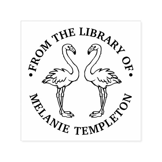 2 Flamingo's Staande Bibliotheek Boeknaam Zelfinktende Stempel (Design)