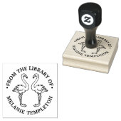 2 Flamingo's vaste bibliotheek Boeknaam Rubberstempel (Gestempeld)