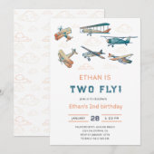 2-Fly Vliegtuig Verjaardag - 2e Verjaardag Kaart (Voorkant / Achterkant)