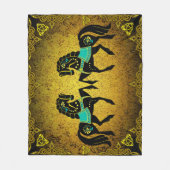 2 Folk Black Friesian Viking hart goud/turquoise Fleece Deken (Voorkant)