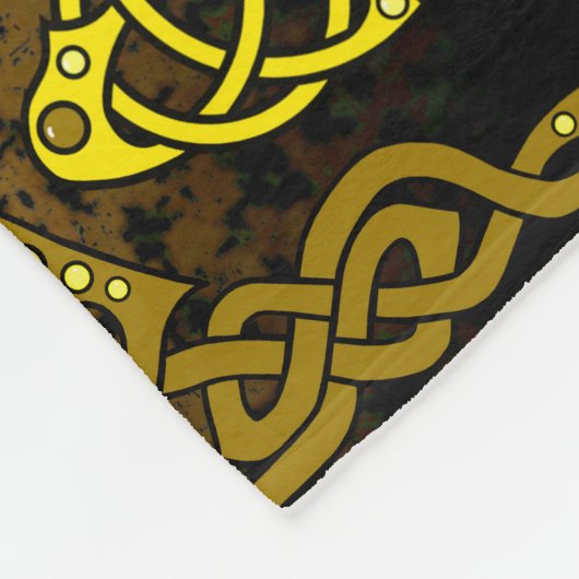 2 Folk Black Friesian Viking hart goud/turquoise Fleece Deken (Hoek)