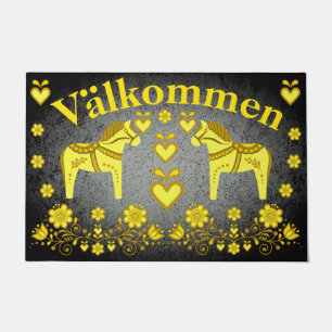 2 Folk Dala paard goud/zilver Valkommen, welkom Deurmat