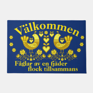 2 Folk Fåglar av en fjäder, Valkommen, goud/blå Deurmat