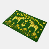 2 Folk Friesian, goud/bos Willkommen, welkom Deurmat (Schuin)