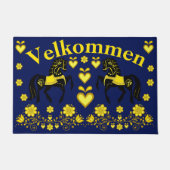 2 Folk Friesian, goud/marine Velkommen, welkom Deurmat (Voorkant)