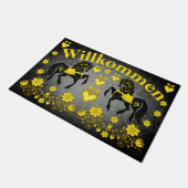 2 Folk Friesian, goud/zilver Willkommen, welkom Deurmat (Schuin)