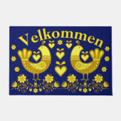 2 Folk love birds, goud / marine Velkommen, welkom Deurmat (Voorkant)