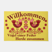 2 Folk Vögel einer Feder, Willkommen, rot Deurmat (Voorkant)