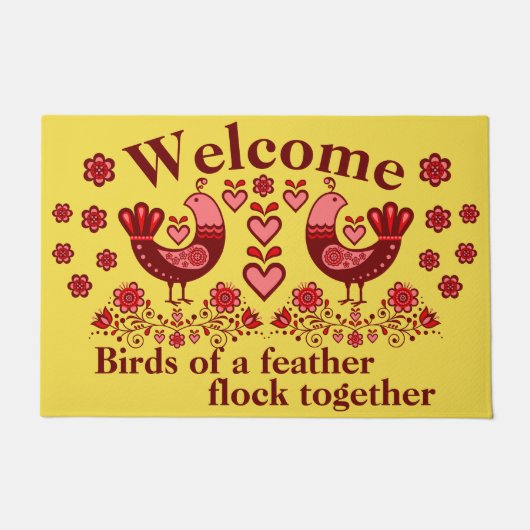 2 Folk Vogels van een veer, Welkom / rood Deurmat (Voorkant)