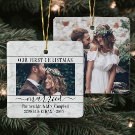 2 Foto 1 Kerstfeest gehuwd met Elegant Faux Marble Keramisch Ornament