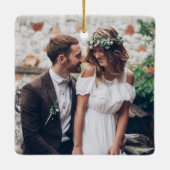 2 Foto 1 Kerstfeest gehuwd met Elegant Faux Marble Keramisch Ornament (Achterkant)