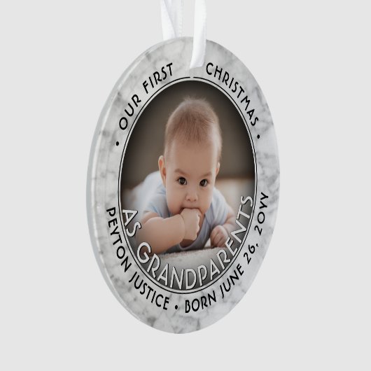 2 Foto 1 Kerstmis als grootouders Faux Marble Ornament (voorkant)