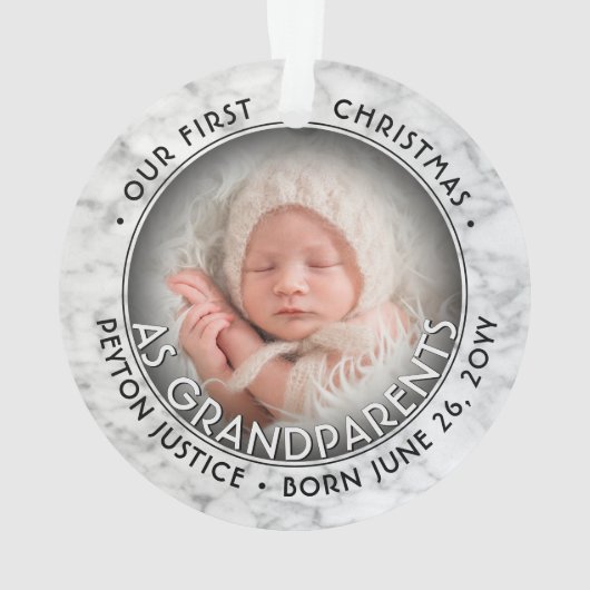 2 Foto 1 Kerstmis als grootouders Faux Marble Ornament (achterkant)