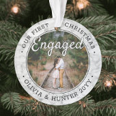 2 Foto 1 Kerstmis Engaged Elegant Faux Marble Ornament