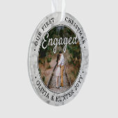 2 Foto 1 Kerstmis Engaged Elegant Faux Marble Ornament (voorkant)